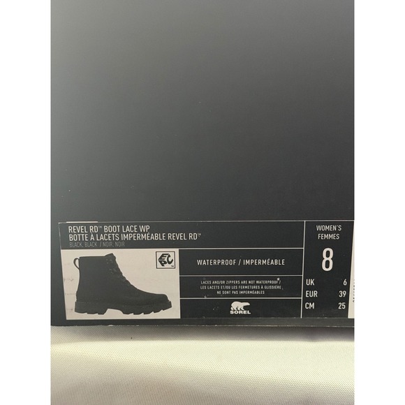 Sorel Women's Revel Rd Lace Waterproof Boots Black Size 8 NWT and BOX - Picture 11 of 11